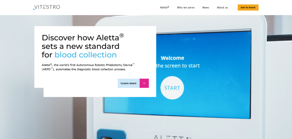 Screenshot of Aletta website